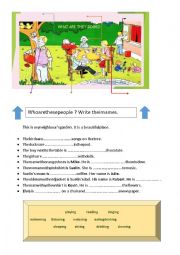 English Worksheet: Present Continuous For Kids