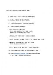 English Worksheet: did you know GOOGLE can do that