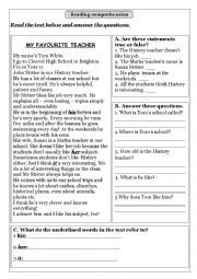 English Worksheet: My favourite teacher