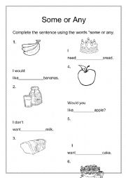 English Worksheet: some or any