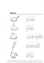 English Worksheet: letter p