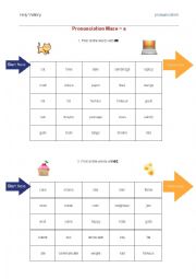 English Worksheet: Pronunciation maze - a