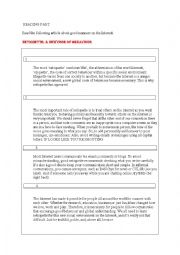 English Worksheet: Netiguette: A new Behaviour of Online Network