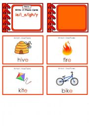 English Worksheet: Digraphs ie i_e y