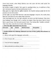 English Worksheet: Reading