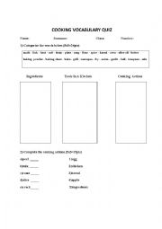 English Worksheet: cooking vocabulary