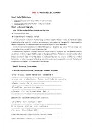 English Worksheet: WRITING A BIOGRAPHY