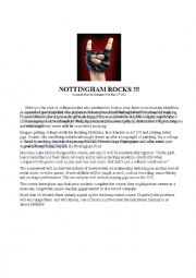 English Worksheet: Nottingham Rocks