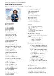 Power to the people a song by John Lennon worksheet