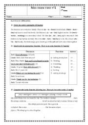 English Worksheet: Test 2 7th