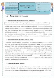 English Worksheet: Mid Semester 1 English Test N2    8th form 