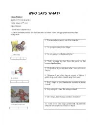 English Worksheet: Georges Marvellous Medicine Who says what Handout 