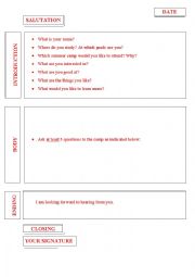 English Worksheet: Summer camp application letter 