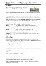 English Worksheet: unit 2 lesson n2education for all