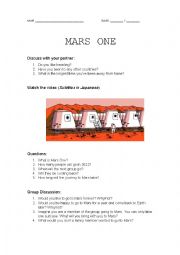 English Worksheet: Mars One Discussion
