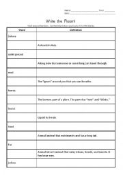 English Worksheet: Desert Write the Room 