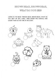 English Worksheet: Brown bear, brown bear, what do you see?