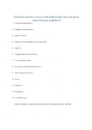 English Worksheet: Finishing the sentences 