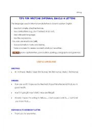 English Worksheet: Useful Language for Informal Emails & Letters