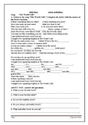 English Worksheet: The World Cafe  