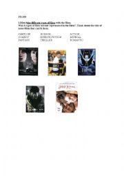 English Worksheet: Types of films