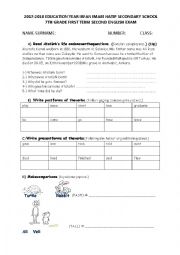 English Worksheet: English Exam 7th Grade