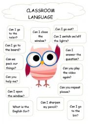 English Worksheet: Owls designed English Classroom for students worksheet  2/2