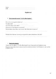 English Worksheet: Test to Kill a Mocking Bird