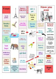 English Worksheet: HAVE YOU EVER ...?  Board Game 