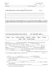 English Worksheet: My erasmus experience