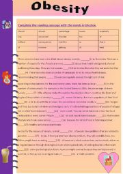 English Worksheet: Reading and Writing Tasks OBESITY 