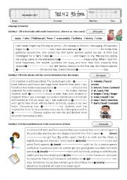 English Worksheet: test N 2 9th form