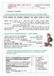 English Worksheet: Mid Test N 2 For 8th forms