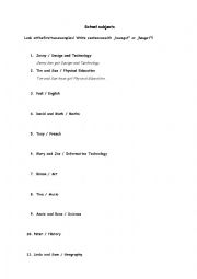 English Worksheet: School subjects with 