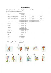 English Worksheet: School subjects scrambled words