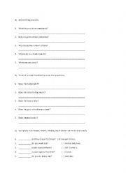 English Worksheet: review exercises
