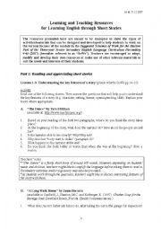 English Worksheet: Learning and Teaching Resources for Learning English through Short Stories