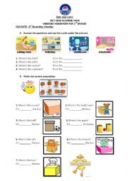 English Worksheet: parts of the house and preposition of place 