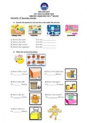English Worksheet: parts of the house and preposition of place 