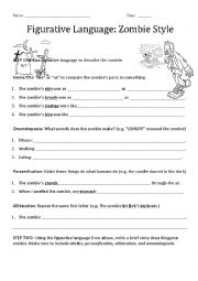 English Worksheet: Figurative Speech Zombie Style