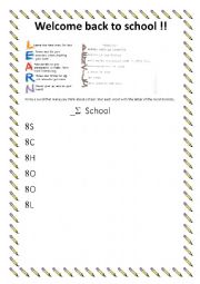 English Worksheet: back to school acrostic