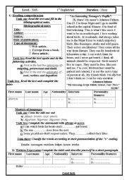 English Worksheet: An Interesting Teenagers Profile.