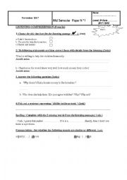 English Worksheet: Mid Semester Test