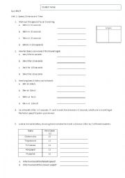Distance, Speed and Time worksheet
