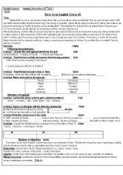 English Worksheet: FIRST TEM EXAM