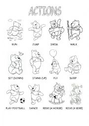 English Worksheet: Actions with Winnie - the- Pooh