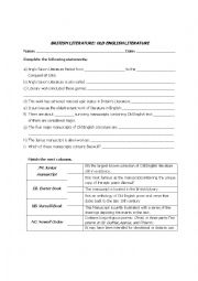 English Worksheet: old english