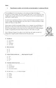 English Worksheet: reading in school