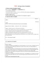 English Worksheet: Writing a letter of complaint