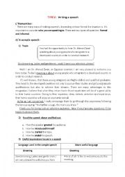 English Worksheet: Writing a speech